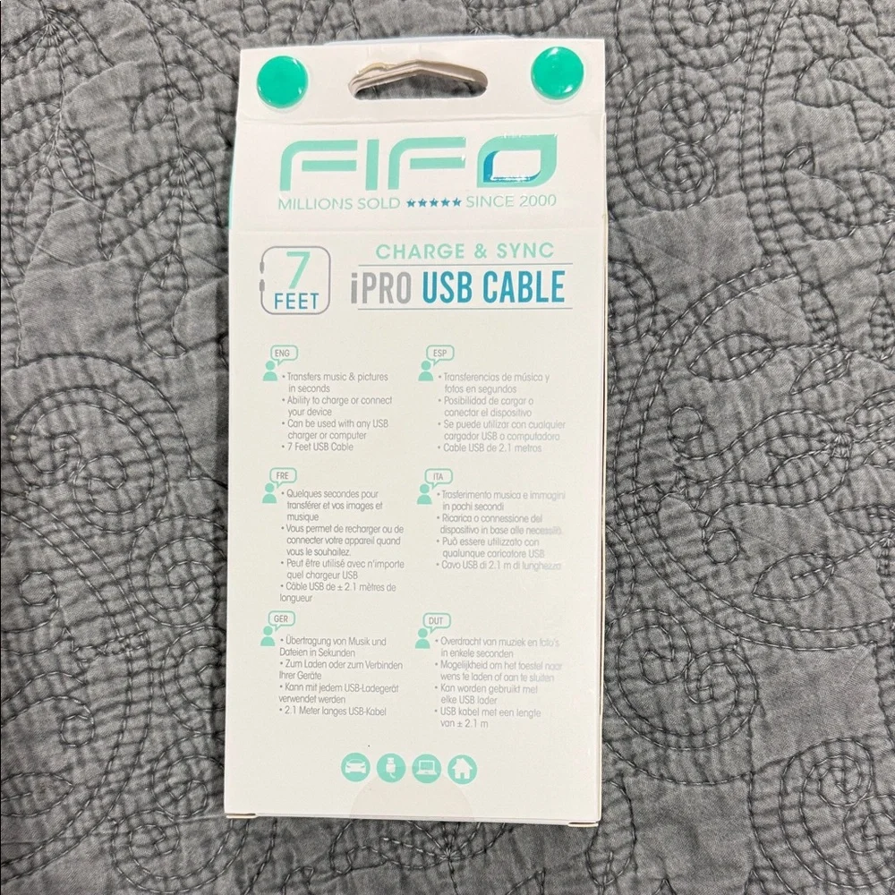 White iPro USB Cable - 7 Feet